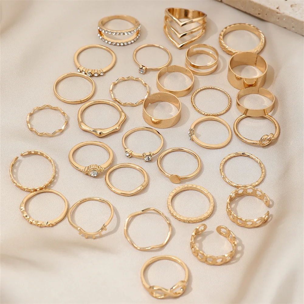 30Pcs Bohemian Geometric Knuckle Rings Set For Women Gold Silver Color Finger Ring Girls Fashion Party Jewelry Accessories - Image 5