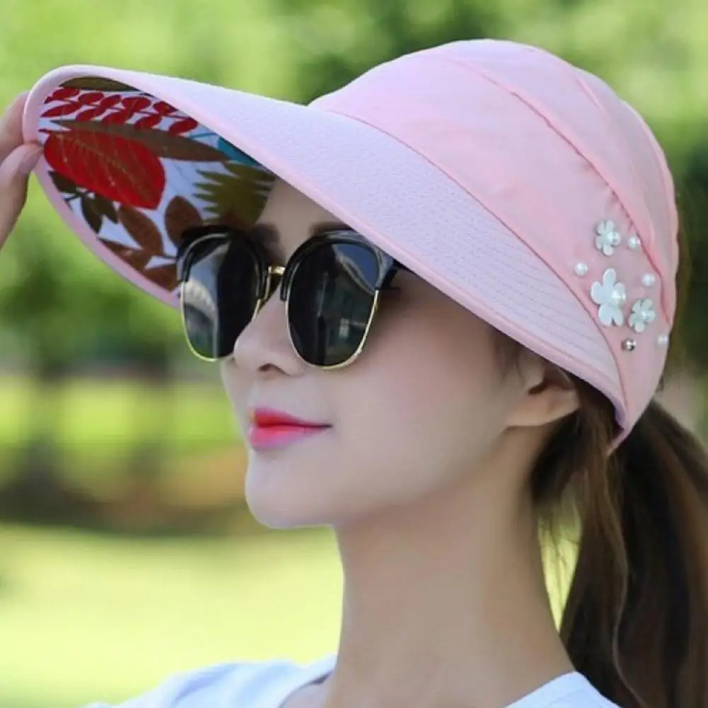 Fashion Womens Ladies Summer Vacation Wide Brim Foldable Sun Hat Anti-UV Beach Visor Caps Casual Hats - Image 5