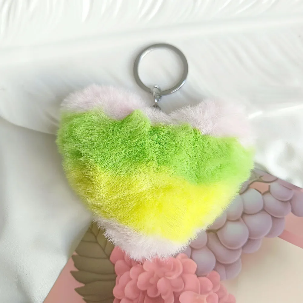Creative for Woman Small Accessory Keyring Plush Rainbow Color Love Heart Keychain Cute Backpack Hangings Key Chain Ring Gift - Image 10