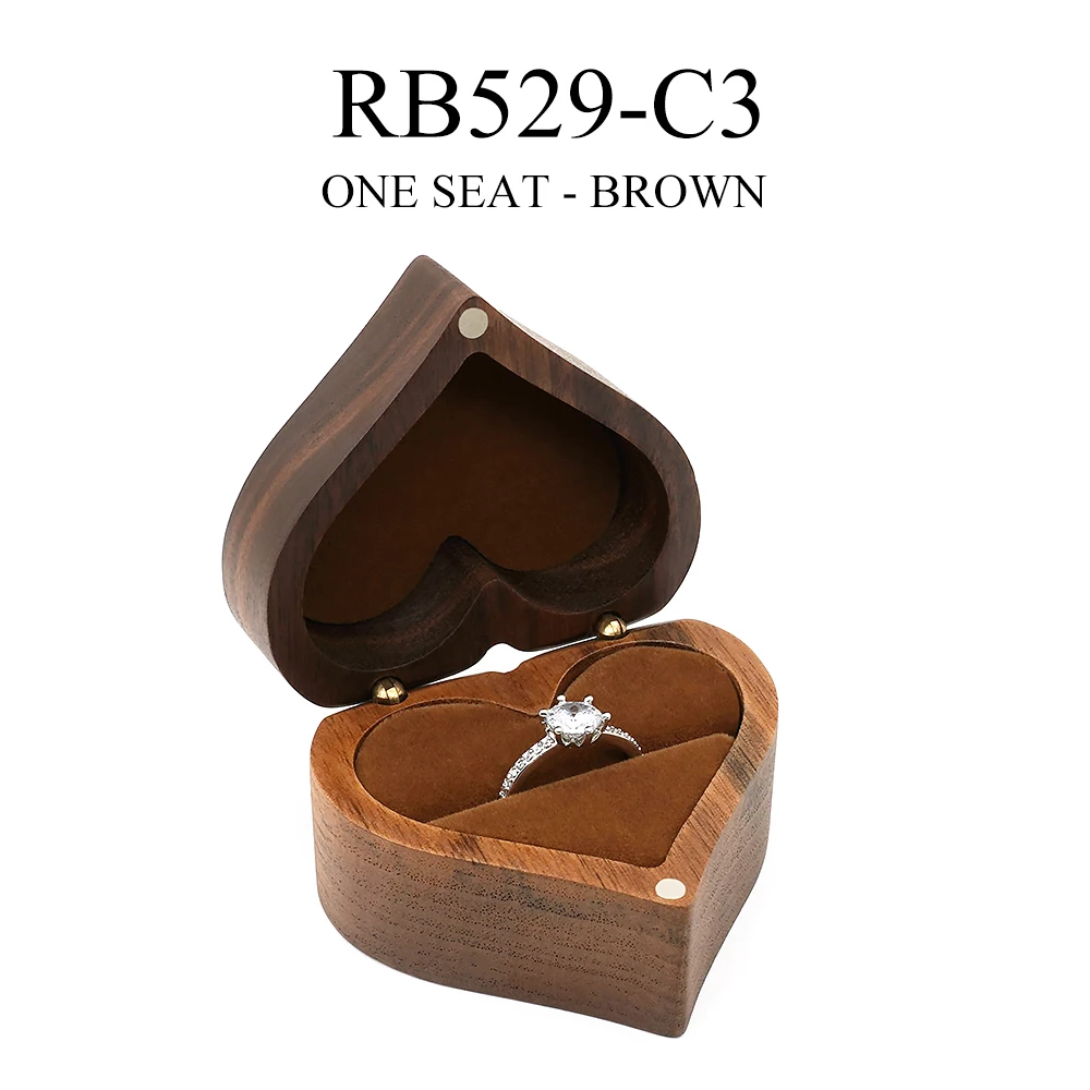 Heart-shaped Wooden Jewelry Box Proposed Jewellery Gift Case Wedding Display Jewelry Storage Organizer Earring Ring Necklace Box - Image 13