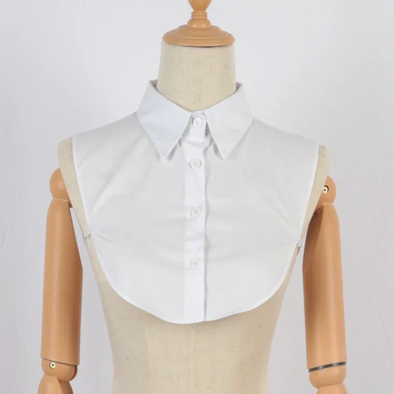 Women's Spring Fall Cotton White Vertical Small Flip Collar Versatile Shirt Jumper Fashion False Collared Clothes Accessories - Image 3