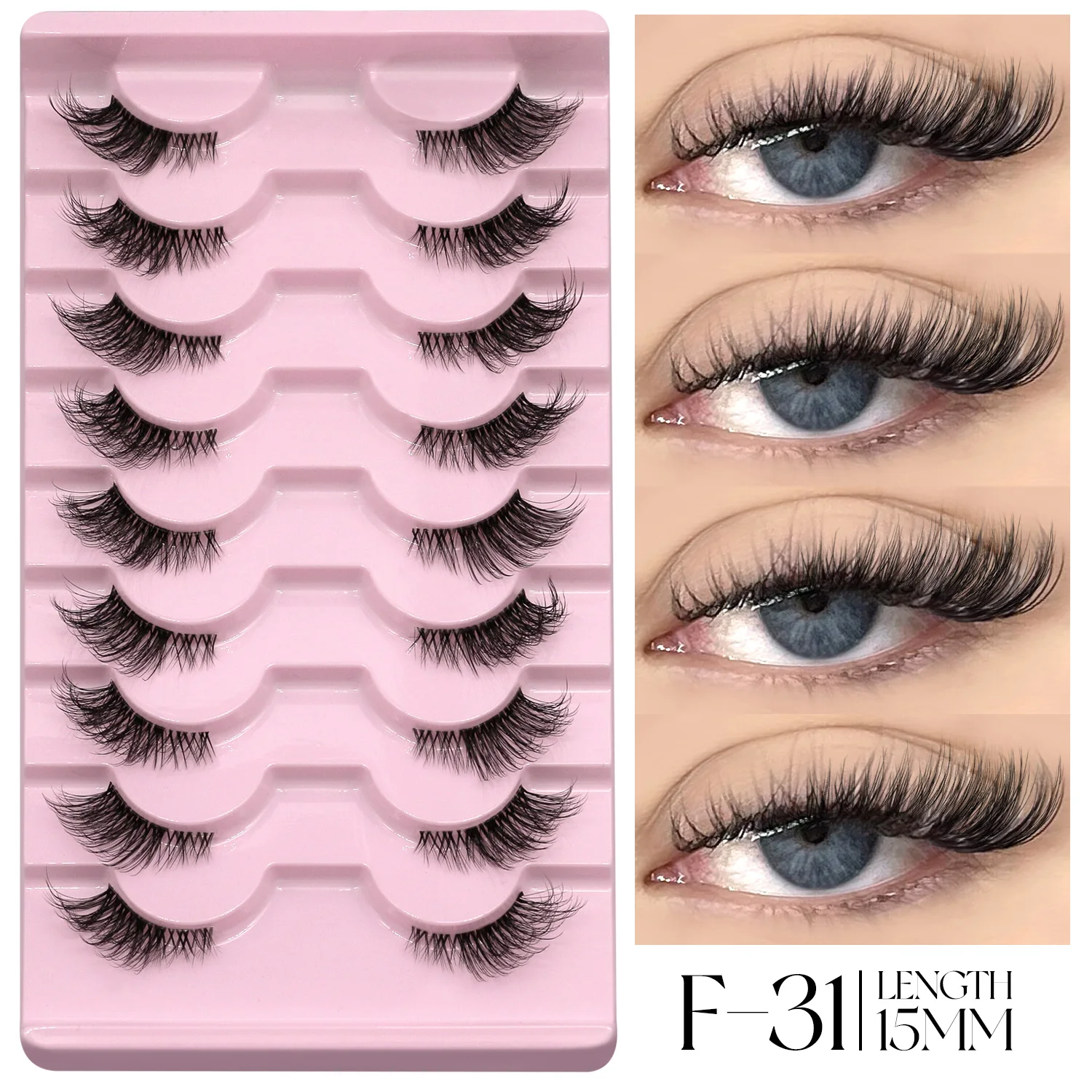 GROINNEYA Half Eyelashes Fluffy Cat Eye Lashes Style Natural Long 3D Faux Mink Lashes Winged End Eye Elongated Eyelash Extension - Image 19