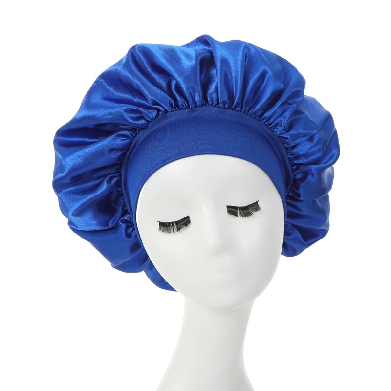 2PCS Milk Imitation Silk Wide Brim Satin Cloth Women's Hair Hat Bonnet Elastic Band Headwear bonnets for women - Image 18
