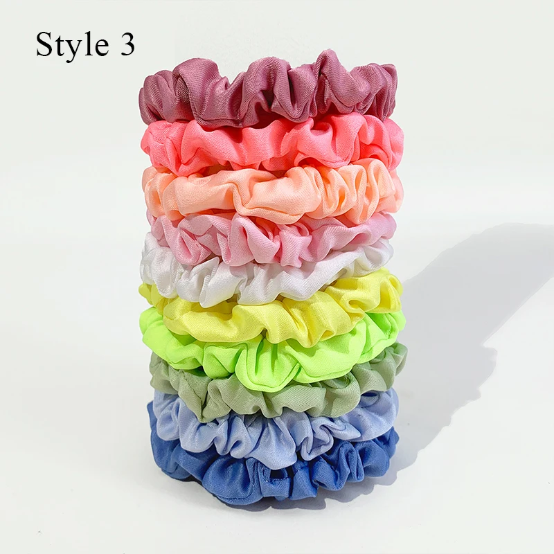 10-Piece Women's Pure Color Satin Large Scrunchie Daily Simple Rubber Hair Bands Set Skinny Ponytail Holder Hair Accessories - Image 14