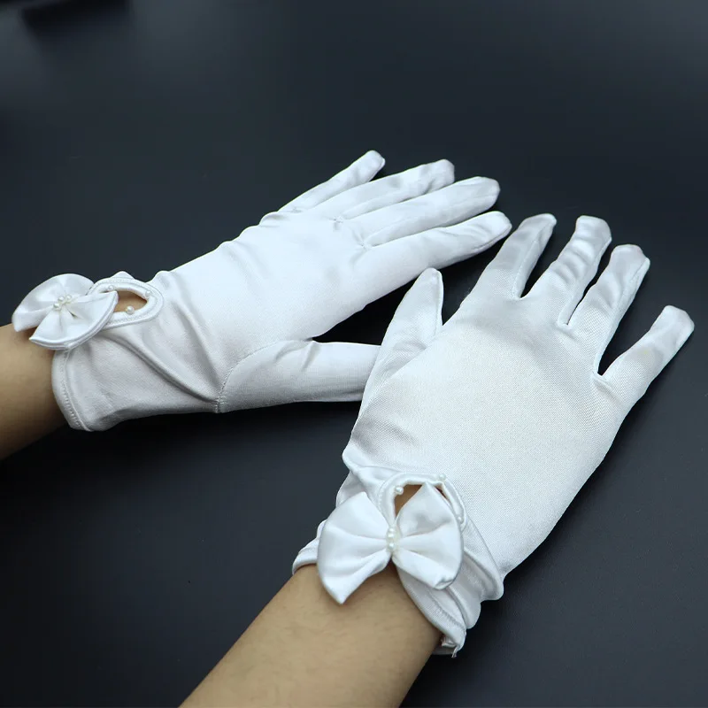 Fashion Women's Summer Gloves Sexy and Elegant Bow Short Satin Elastic Gloves Women's Sunscreen Gloves - Image 5