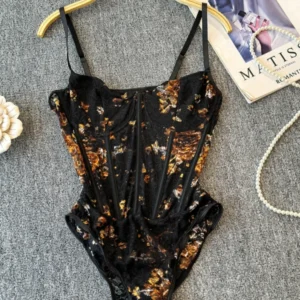 Foamlina Sexy Erotic Lace Suspender Onesie Women's 2024 New Design Slim Bottom Spaghetti Vest Tide Top Bodysuit Jumpsuit
