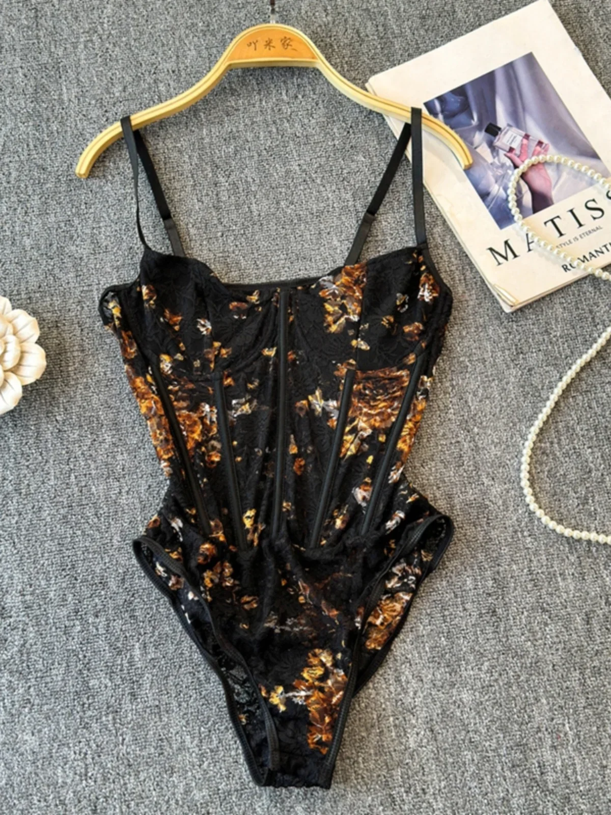 Foamlina Sexy Erotic Lace Suspender Onesie Women's 2024 New Design Slim Bottom Spaghetti Vest Tide Top Bodysuit Jumpsuit