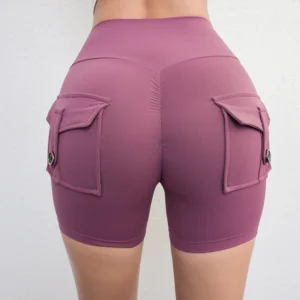 Peach Butt Fitness Shorts Women's Exercise Three-Quarter Pants Cargo Air Dry Pocket Yoga Tight Lift Summer