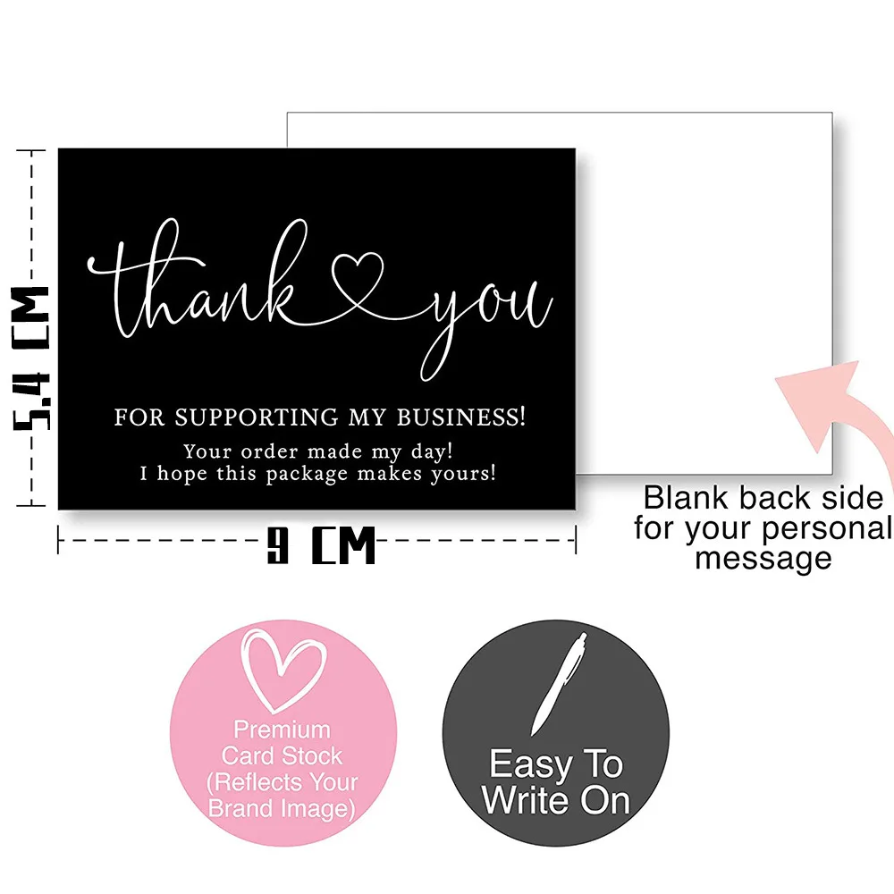 9.0x5.4cm Pink Black Foil Stamp Greeting Label Custom Thank You Cards For Small Bussiness Gift Box Decoration Packaging Supplies - Image 5