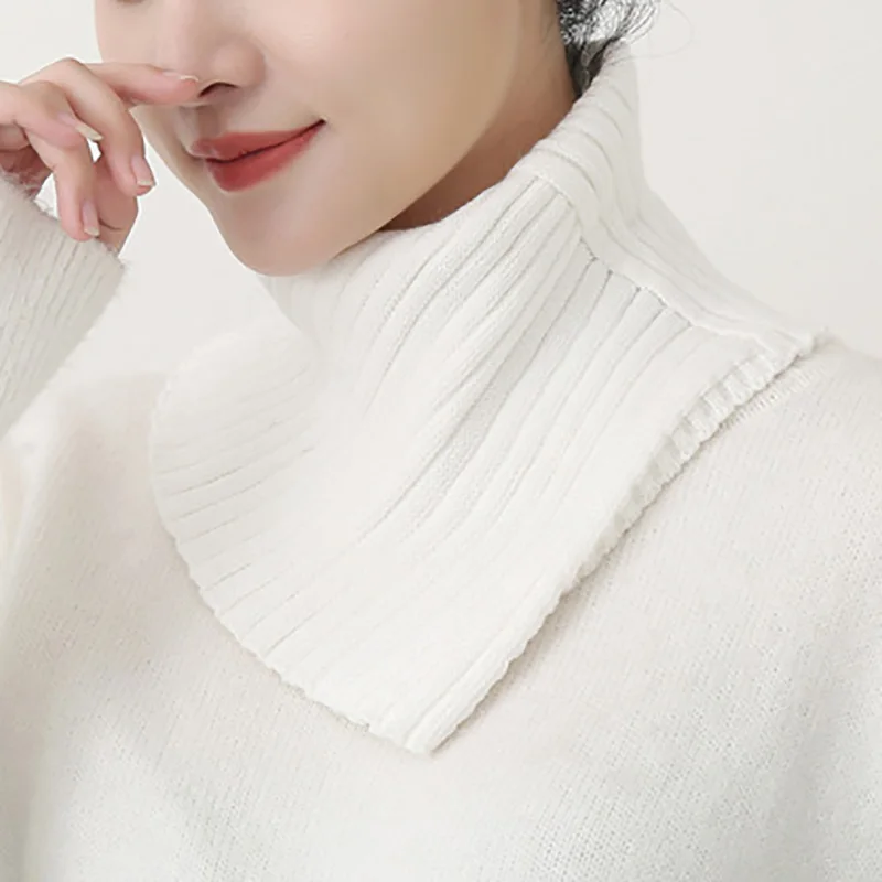 Hot Selling Autumn Winter Soft Knitting Cotton Inner Neck Cover Neckscarf For Woman Solid Color False Collar Casual Ring 29*25cm - Image 3