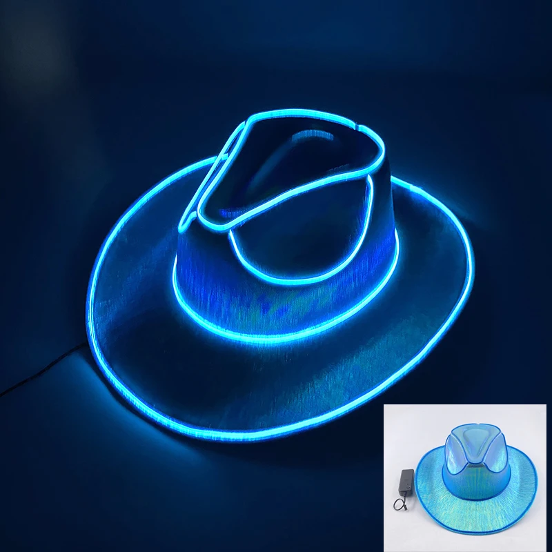 New Arrival Pearlescent Cowboy Hat Dance Costume Decorate Glowing Cowgirl Cap Glowing For Neon NightClub - Image 7