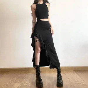 cross-border foreign trade spring and summer new sexy irregular strap open high Fanny pack hip senior sense skirt women