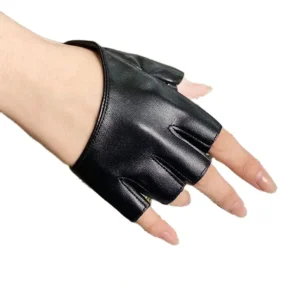 Pu Leather Fingerless Glove For Goth Punk Rock Lolita Harajuku Stage Performance Party Women Lolita Cosplay Half Finger Gloves