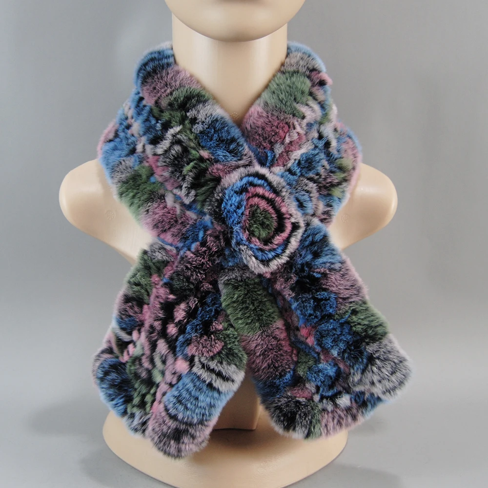 New Style Hand Knitted Real Natural Rex Rabbit Fur Scarf Women Winter Warm Rex Rabbit Fur Scarves Lady Soft Real Fur Neckerchief - Image 27