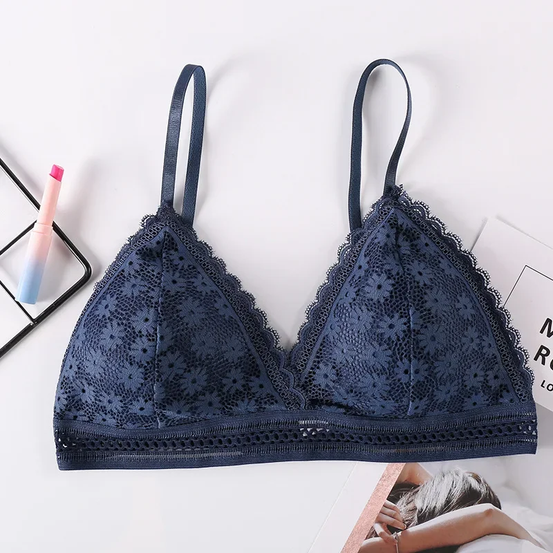 Sexy Floral Lace Bra Top For Women Push Up Female Lingerie breathable Bralette Removable Pad Thin Fashion New Wireless Bras - Image 7