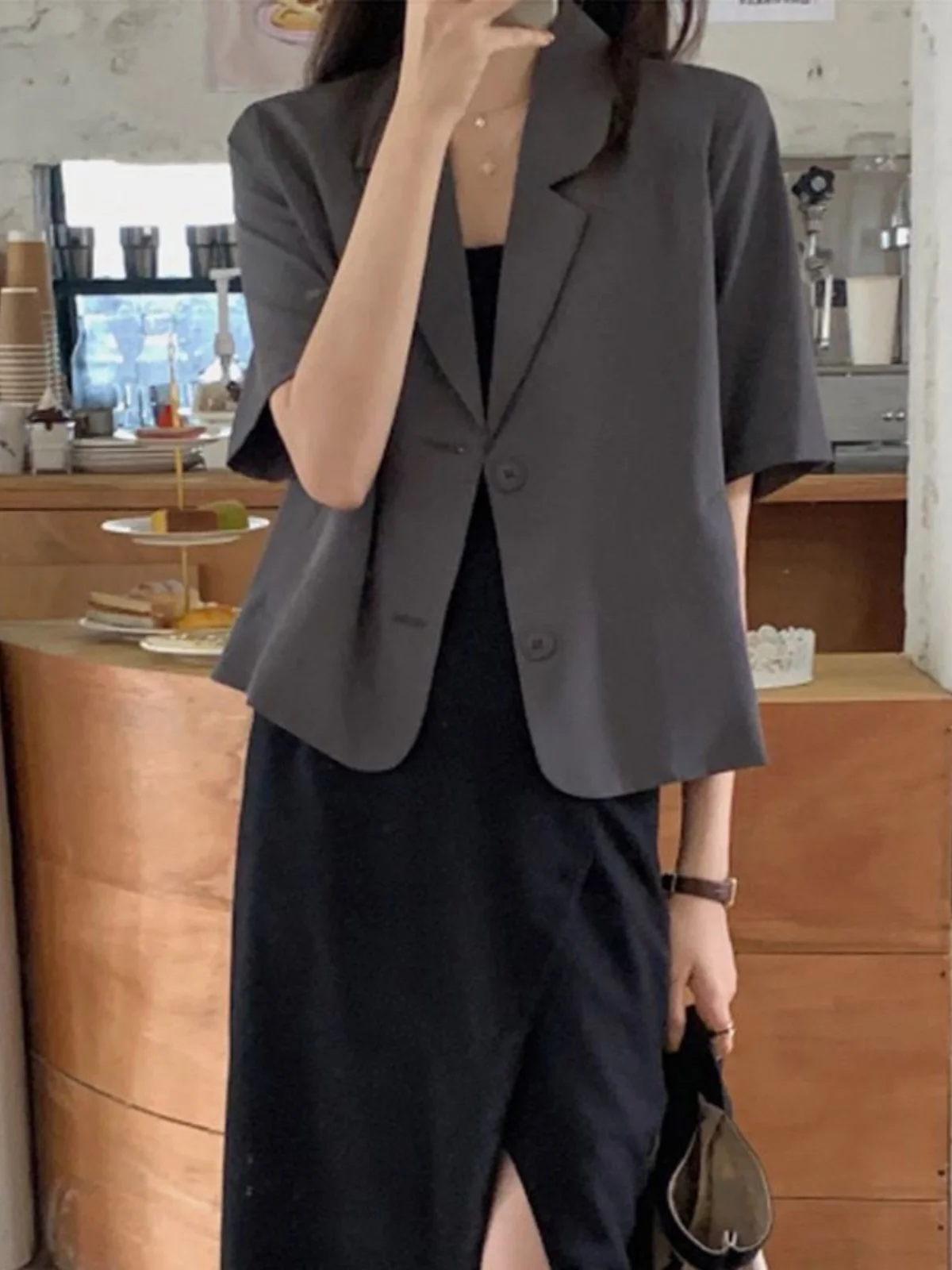 Summer New Sle Women's ort Sve Suit Casual Loose Fit Thin Sun Protection Outerwear Korean Version Drapey Wester - Image 3