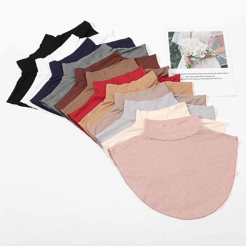 Soft Cotton Modal Fake Collar Neck Cover Ramadan Hijab Cover Headwrap Full Fake Collar High Collars Turtleneck Scarves