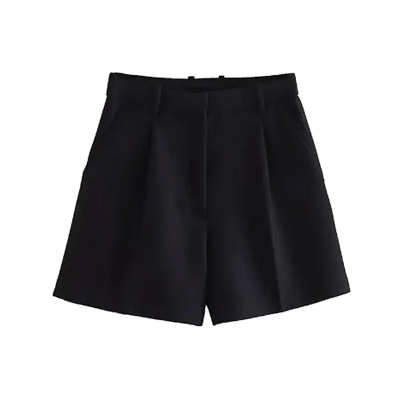 Mooyufon Women Fashion Side Pockets Front Darts Bermuda Shorts Vintage High Waist Zipper Fly Female Short Pants Mujer - Image 6