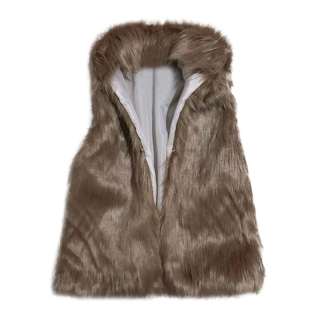 Ladies Vest Women Vest Faux Leather Fur Vest for Women Open Stitch Waistcoat Outerwear Fall Winter Fashion Outerwear for Cold - Image 5