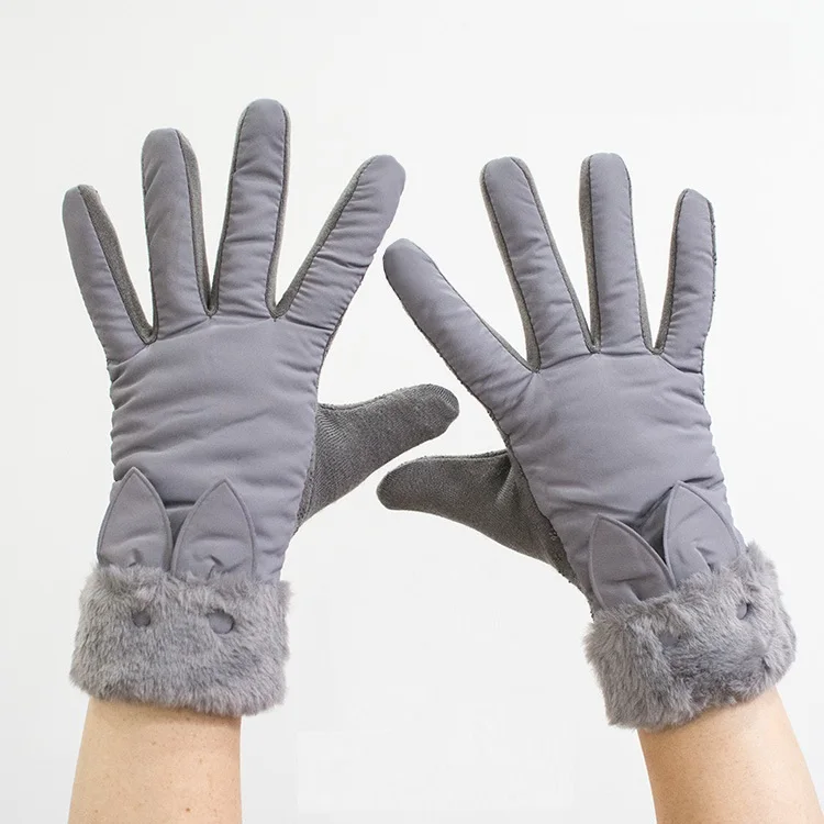 Winter Female Cashmere Warm Suede Leather Cycling Mittens Double Thick Velvet Plush Wrist Women Touch Screen Driving Gloves - Image 15