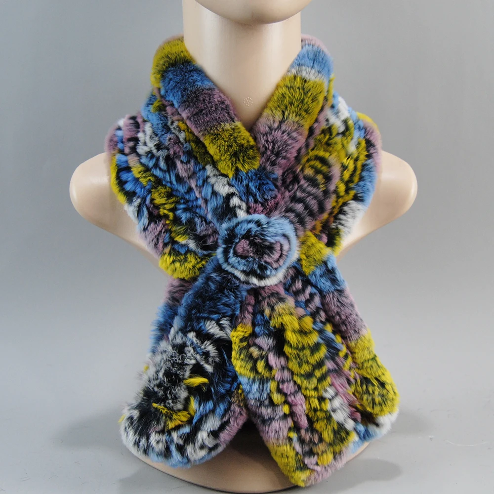 New Style Hand Knitted Real Natural Rex Rabbit Fur Scarf Women Winter Warm Rex Rabbit Fur Scarves Lady Soft Real Fur Neckerchief - Image 13