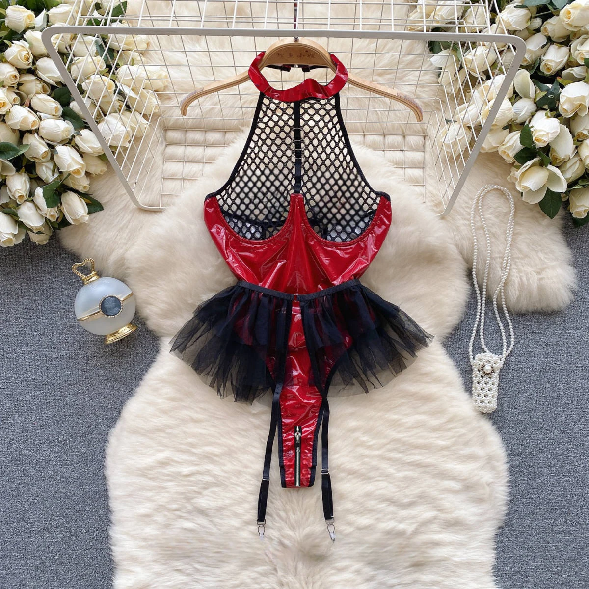 Women' Sexy Lace Camisole Slim Solid Color Sleeveless Bodysuit Erotic Lingerie V-Neck Ultra-Thin Pajamas Hollow Sheer Playsuit - Image 19