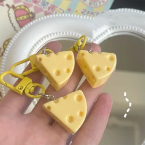 Milk Yellow Cheese Block Keychain Imitation Food Game Resin Keyring Student Girl Jewelry Pendant Gift New