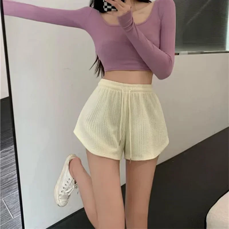 Women Gym Fitness Running Shorts Women's Summer Thin Style Loose Casual Large Size Wide Leg High Waist A-word Sports Hot Pants - Image 4