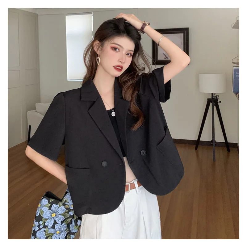 Women's Clothing White Summer Jacket Loose Fit Slim Waist Minimalist Chic Office Ready Comfortable Fashionable Blazer - Image 6