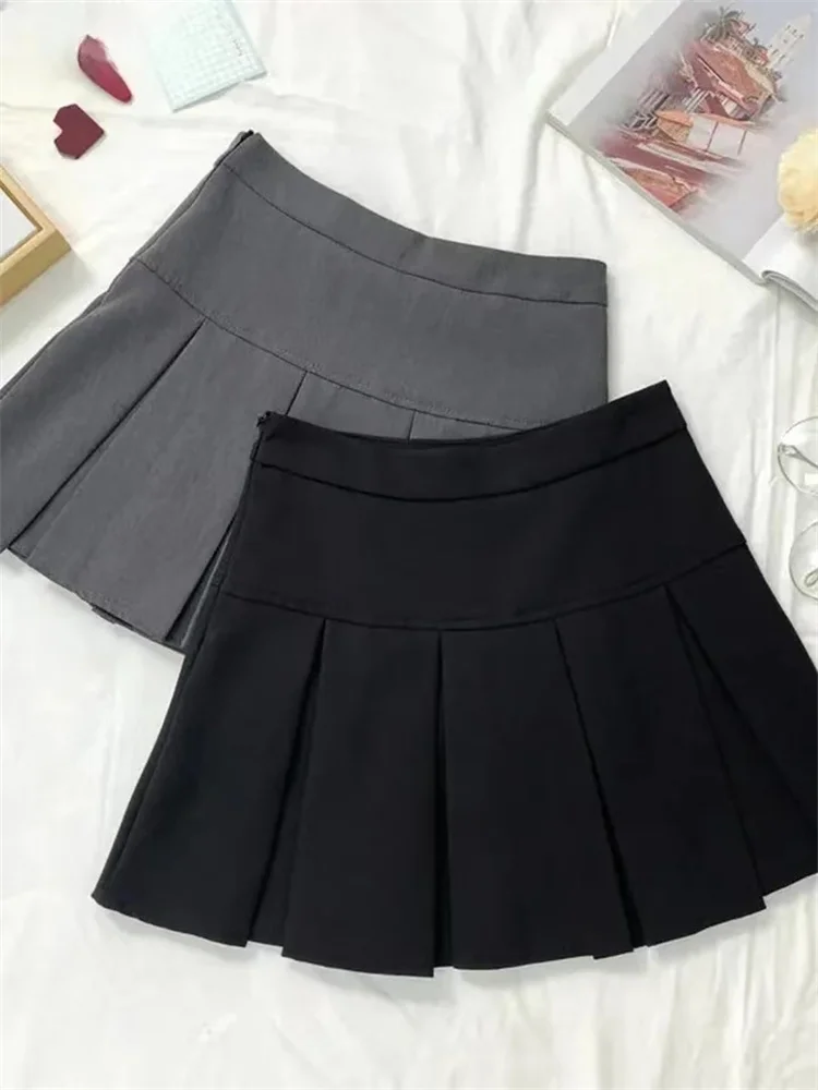 Vintage Gray Pleated Skirt Women Kawaii High Waist Mini Skirts Korean Fashion School Uniform Harajuku Streetwear Spring - Image 4