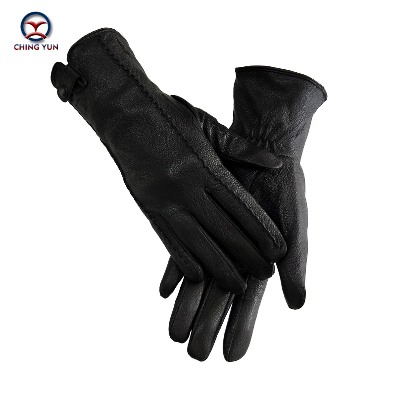 New Women's Gloves Genuine Leather Winter Warm Fluff Woman Soft Female Rabbit Fur Lining Riveted Clasp High-quality Mittens - Image 2