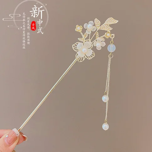 Light Luxury Flower Hairpin For Women Chinese Style Floral Butterfly Tassel Hair Stick Elegant Metal Jewelry Hairpin Hair Clips - Image 28
