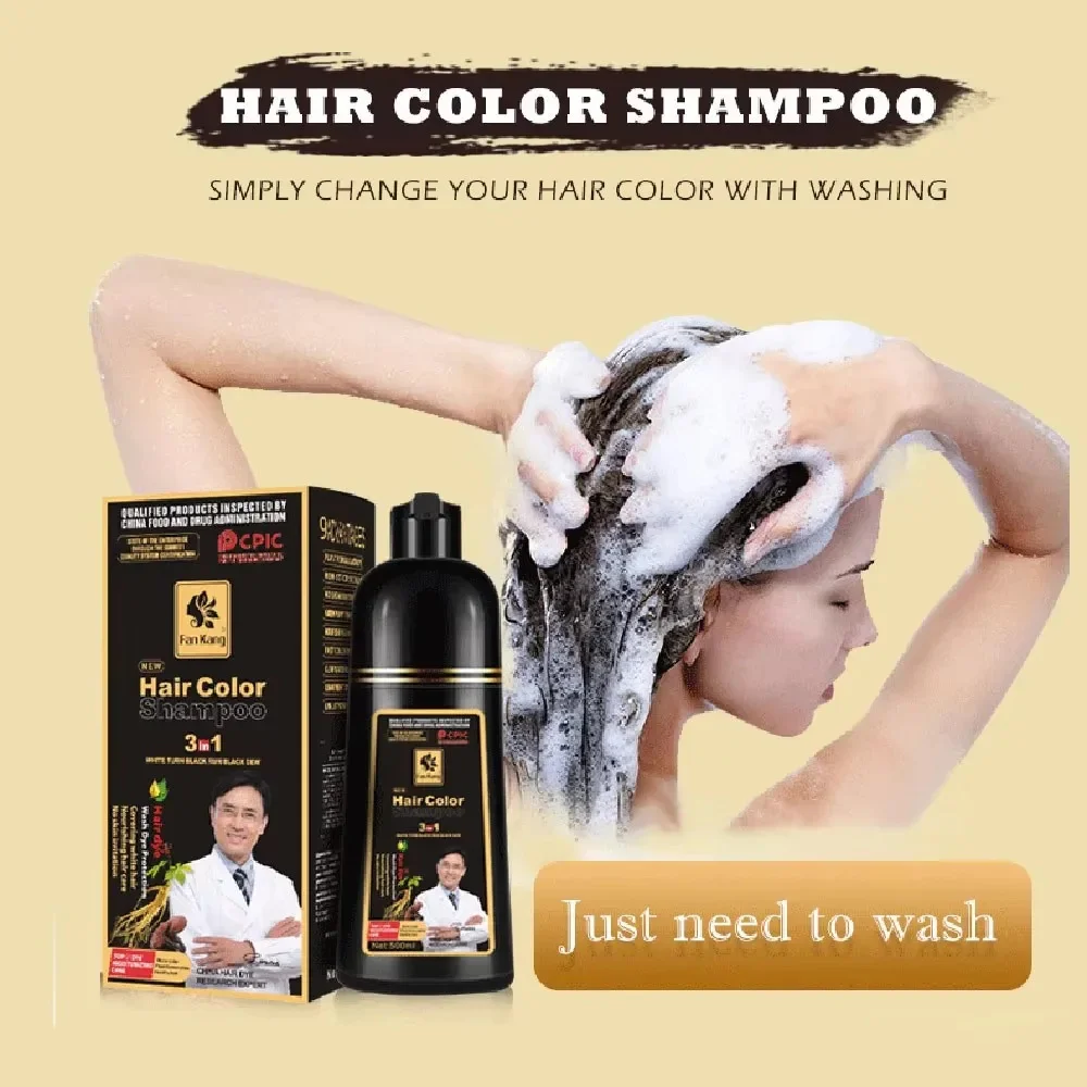 Hair Color Shampoo for Gray Hair 3 in 1 Black Hair Dye Shampoo for Women&Men Natural Herbal Safety Nourishing Hair Care Cream - Image 3