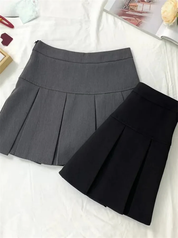 Vintage Gray Pleated Skirt Women Kawaii High Waist Mini Skirts Korean Fashion School Uniform Harajuku Streetwear Spring - Image 5