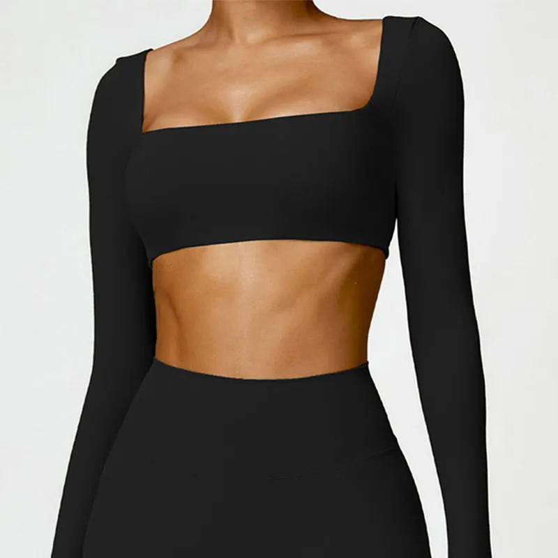 New Yoga Long sleeved Women's Outdoor Running Fitness Wear T-shirt Long sleeved Yoga Shirt Gym Push Up Workout Single Piece Top - Image 2