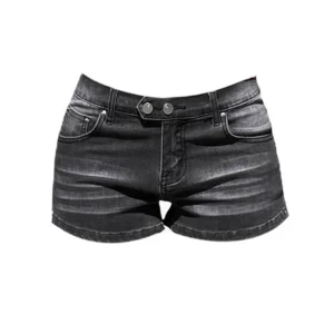 Women's Grey Denim Shorts Low Waist Mini Jeans Shorts 2000s Vintage 90s Y2k Emo Cowboy Short Pants Harajuku Clothes Summer 2024
