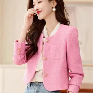 Pink Jacket Spring And Autumn 2025 New French High-End Short Outcoat for Women Blazer Yellow Suit Jackets Fashion Top Trench Coa