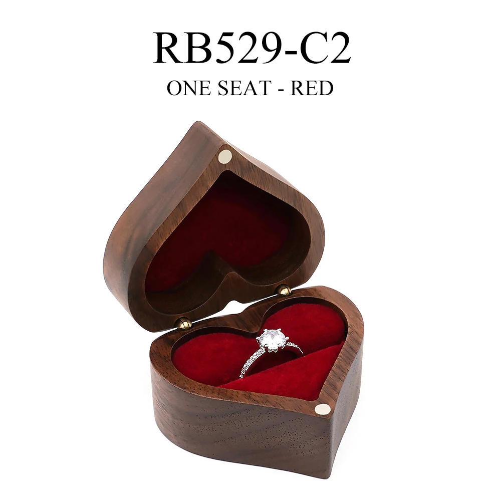 Heart-shaped Wooden Jewelry Box Proposed Jewellery Gift Case Wedding Display Jewelry Storage Organizer Earring Ring Necklace Box - Image 12