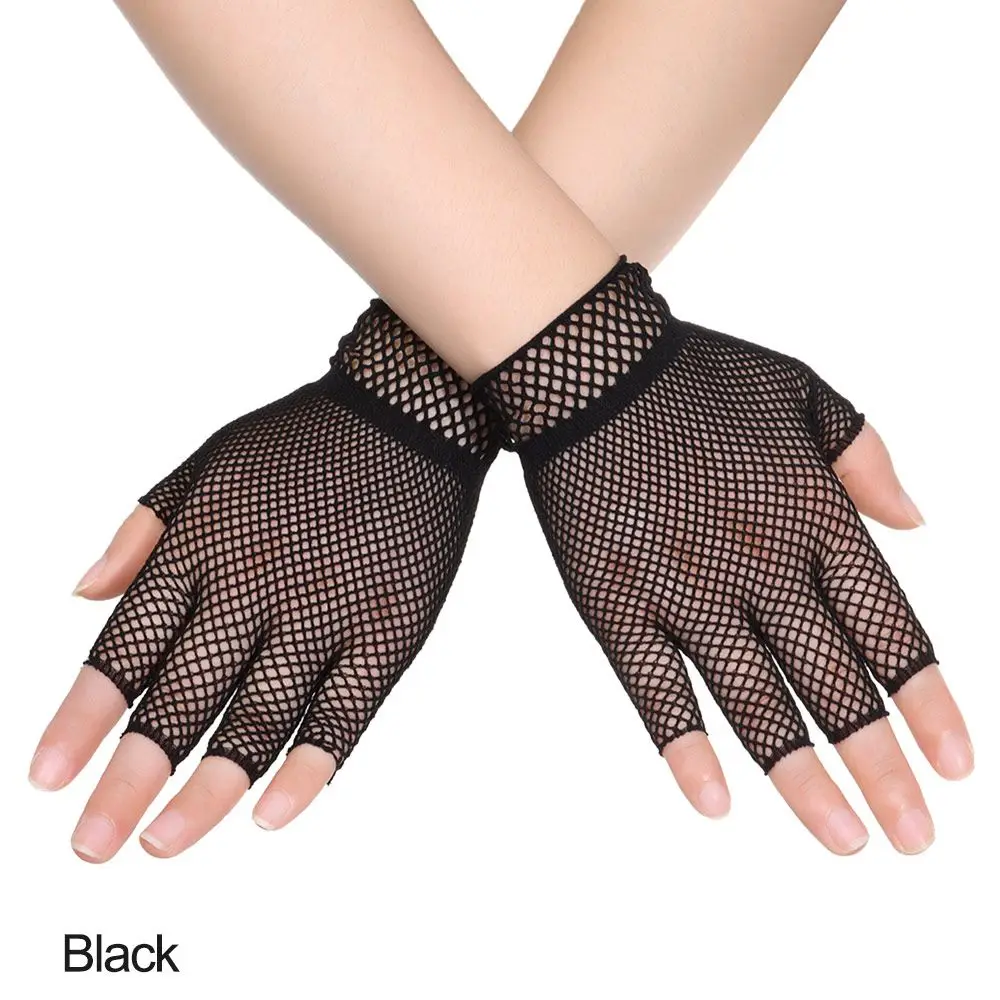 Women Short Lace Hollow-Out Fingerless Gloves Sun Protection Sleeves Mesh Thin Cycling Sexy Mittens Half Finger Handschoenen - Image 11