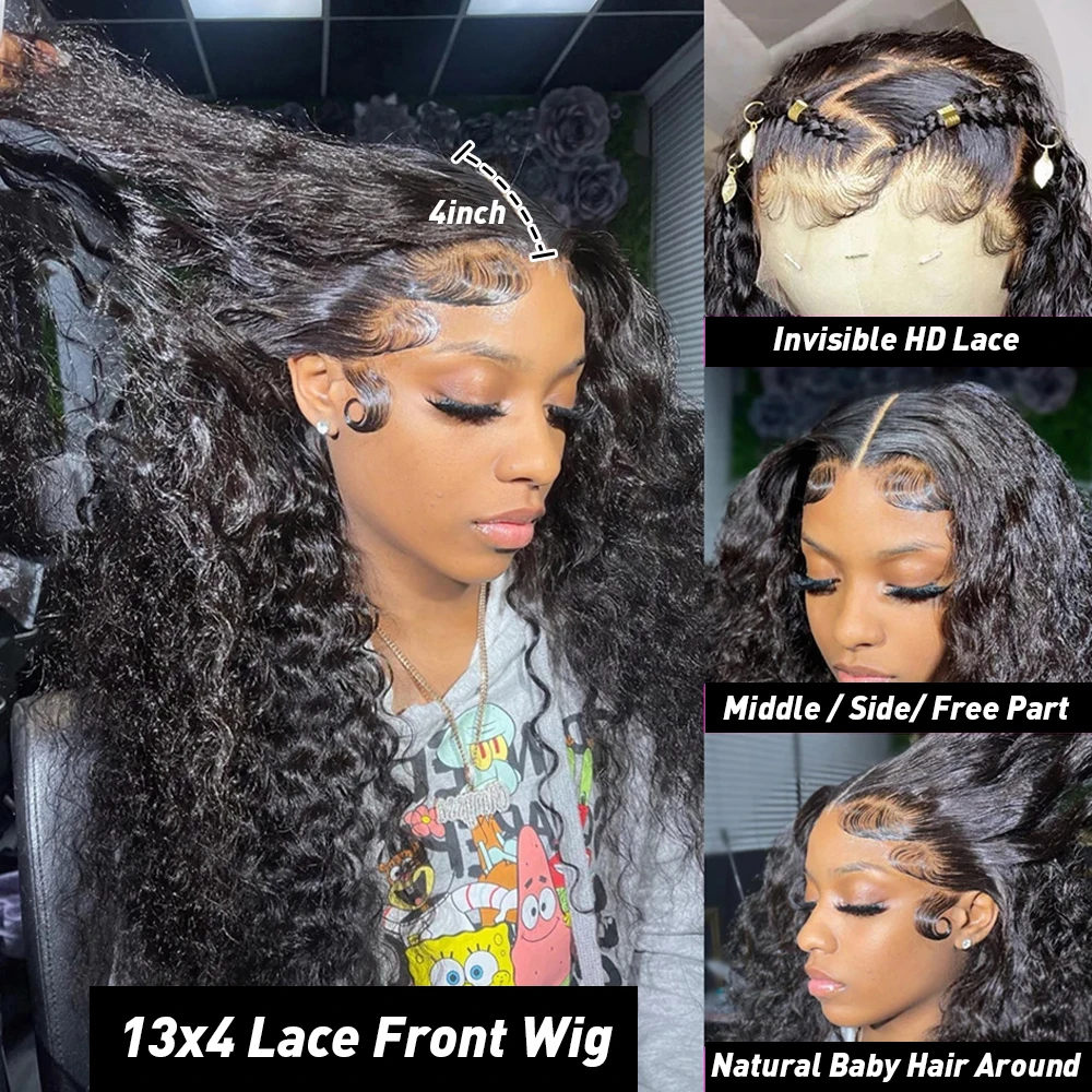 30 Inch 13X6 Deep Wave Lace Front Wigs Human Hair Water Wave Frontal Wig HD Lace Front Wigs Human Hair 13x4 Curly Human Hair Wig - Image 2
