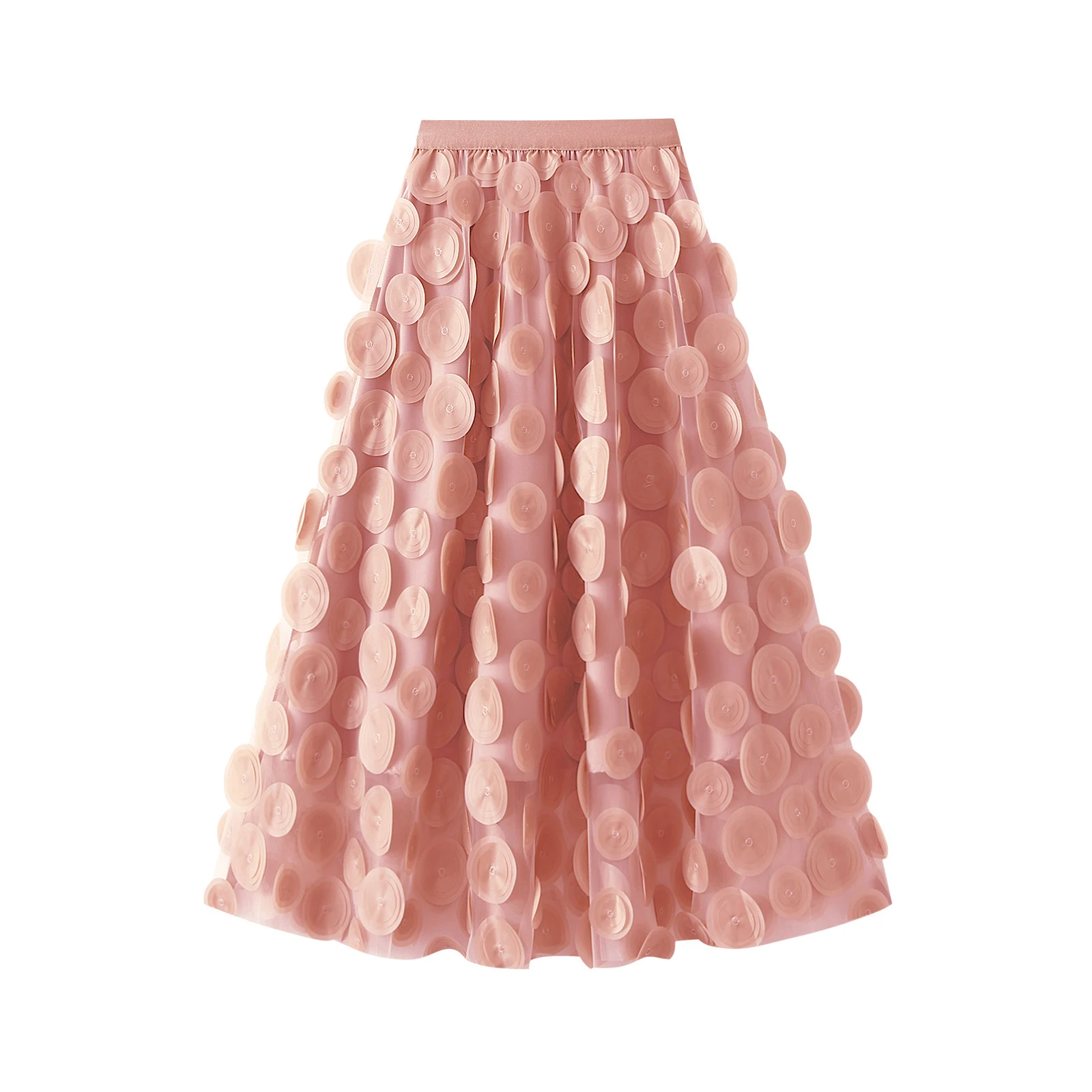 Women Tulle Tutu Skirt Solid Color 3D Dot Elastic Mesh Fairy A-Line Skirt for Beach Party Streetwear - Image 5