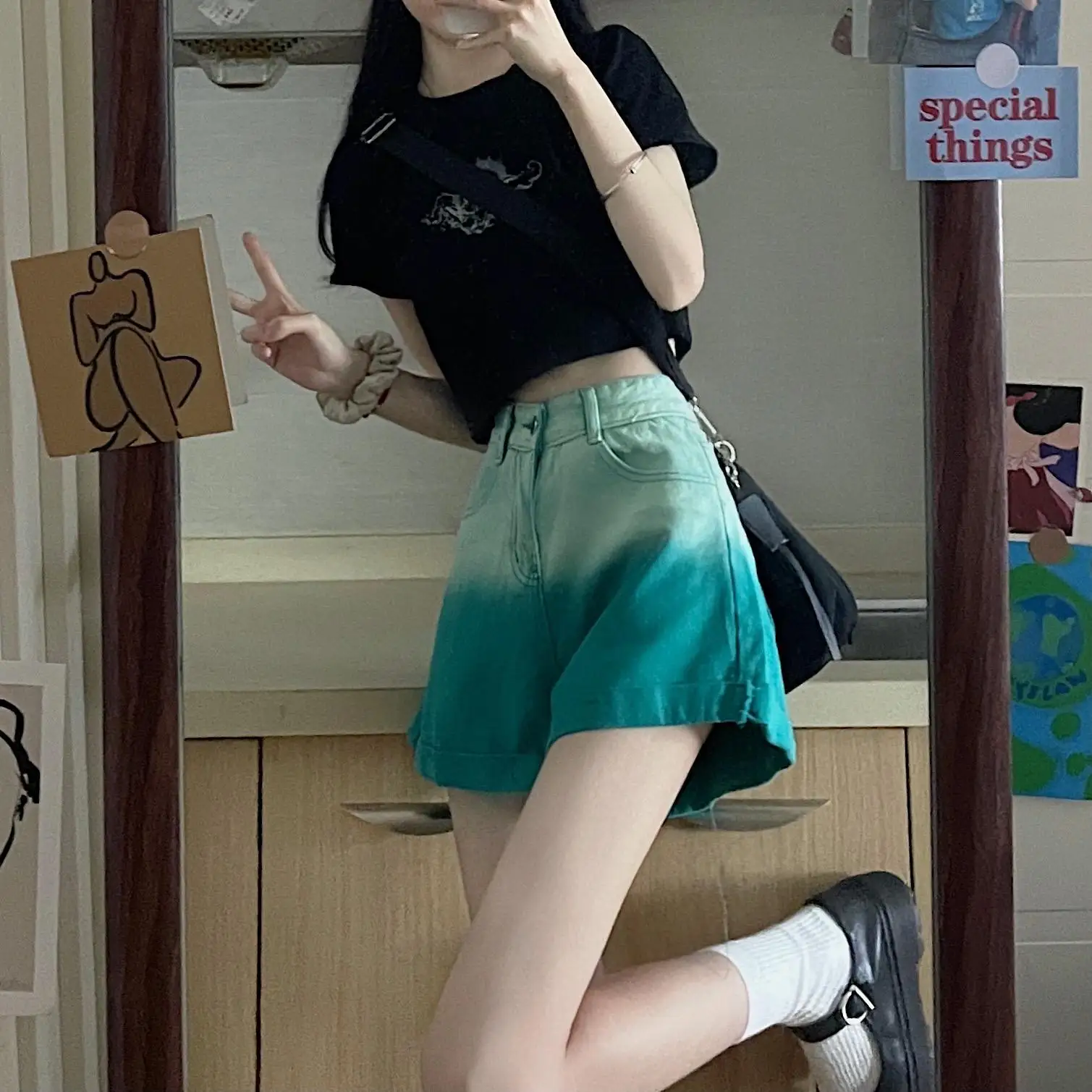 Blue High Waist Baggy Loose Wide Jeans Short Pants For Woman To Wear Women's Denim Shorts Offer High Quality Outfits Vintage XL - Image 7