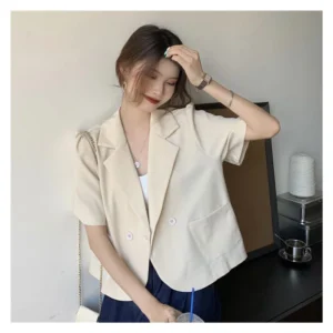 Women's Clothing White Summer Jacket Loose Fit Slim Waist Minimalist Chic Office Ready Comfortable Fashionable Blazer