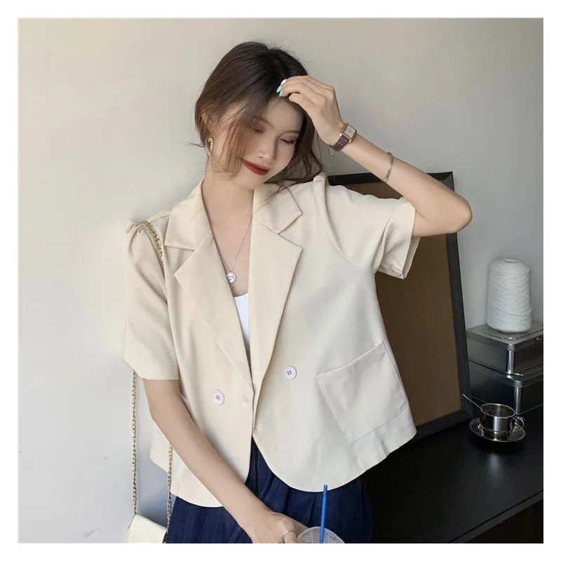 Women's Clothing White Summer Jacket Loose Fit Slim Waist Minimalist Chic Office Ready Comfortable Fashionable Blazer