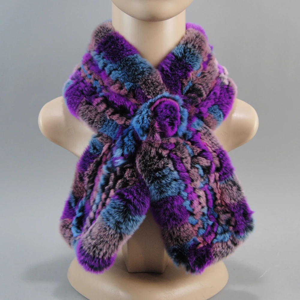New Style Hand Knitted Real Natural Rex Rabbit Fur Scarf Women Winter Warm Rex Rabbit Fur Scarves Lady Soft Real Fur Neckerchief - Image 24
