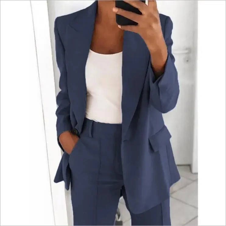 2024 S-5XL Women's Blazer Casual Long-sleeved Top Solid Color Suit Collar Button Simple Temperament Commuter Plus Size Blazer - Image 6