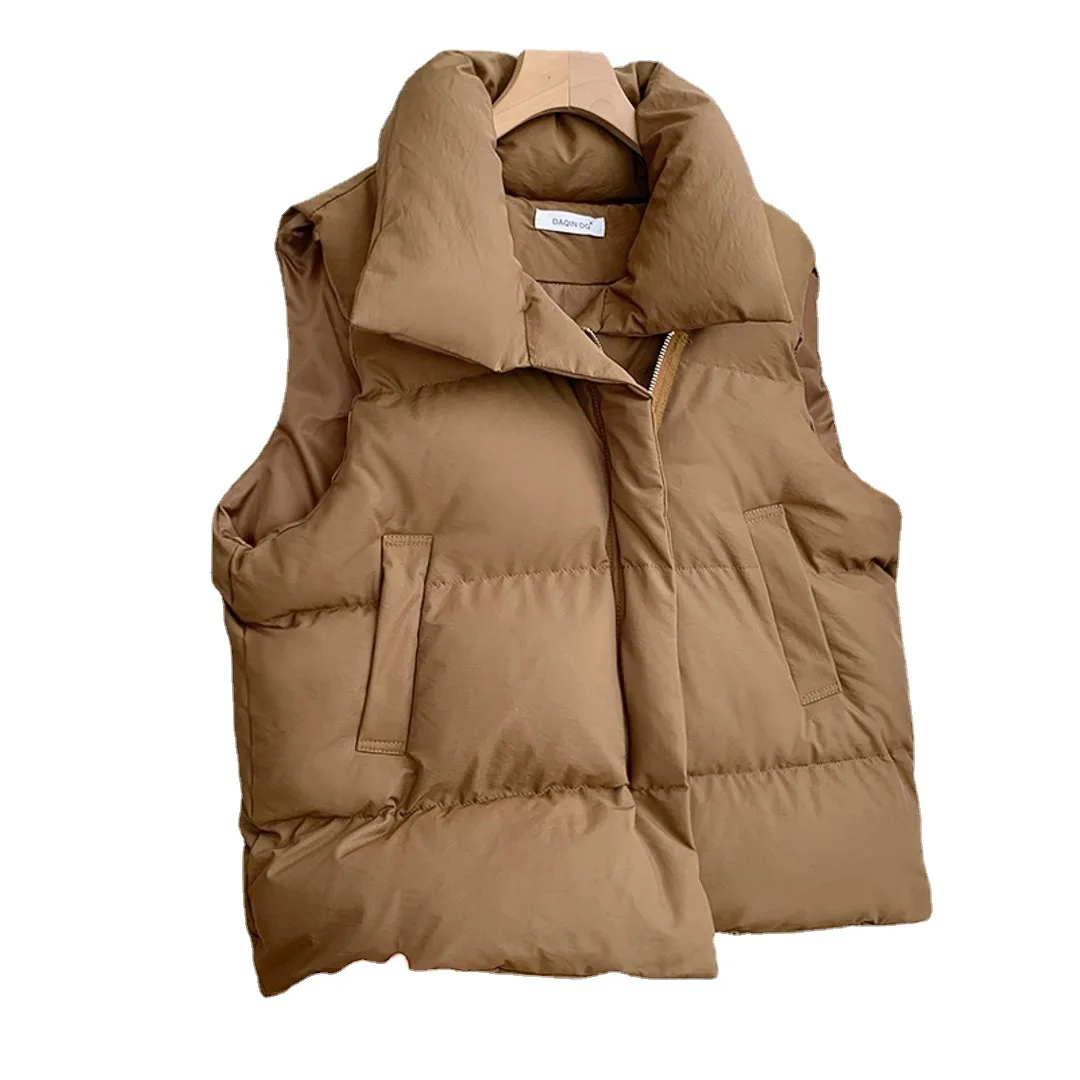 Women Fashion Autumn New 2024 Stand Collar Elegant Down Coats Warm Outerwear Casual Belt Sleeveless Winter Women Vests Jackets - Image 6