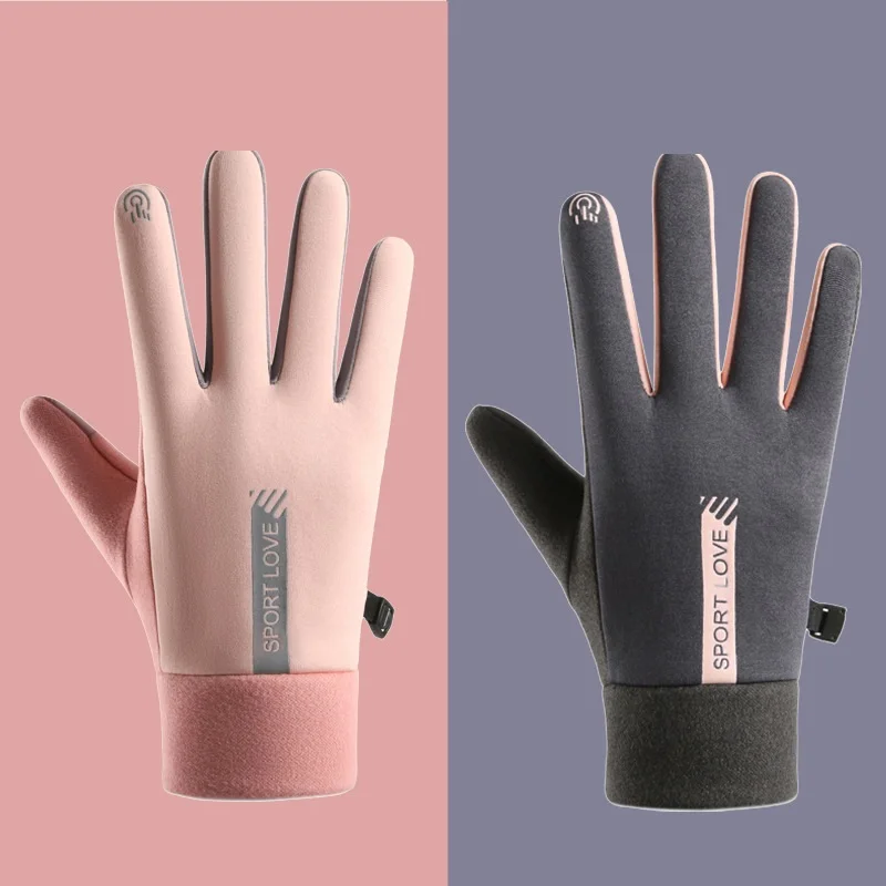 Womens Autumn and Winter Sports Warm Gloves Waterproof and Anti Slip Cycling Gloves Wind and Cold Resistant Outdoor Activity Glo