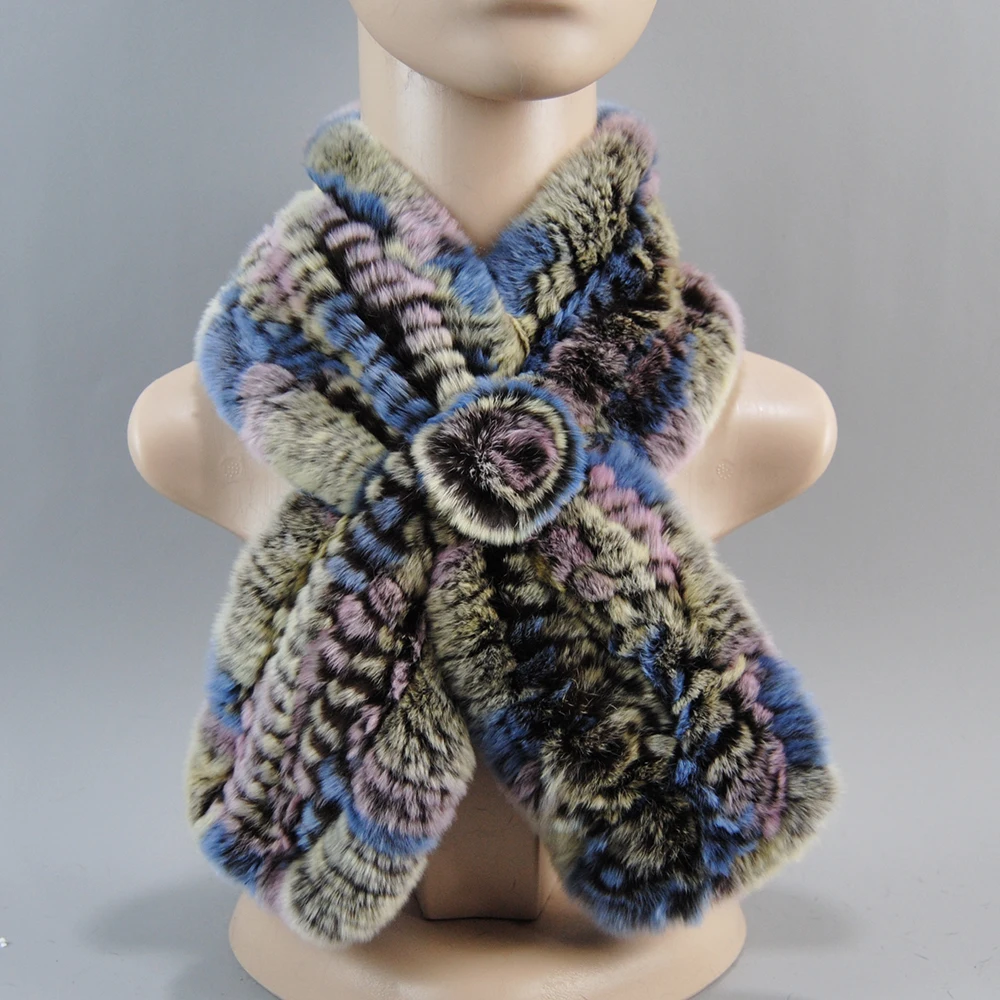 New Style Hand Knitted Real Natural Rex Rabbit Fur Scarf Women Winter Warm Rex Rabbit Fur Scarves Lady Soft Real Fur Neckerchief - Image 28