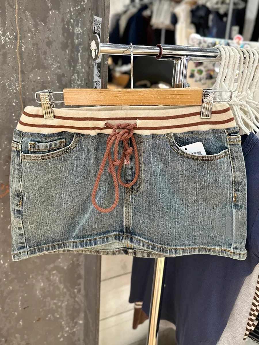 Vintage Blue Low Waist Denim Skirts Casual Chic Pockets A-line Summer Mini Skirts Women Y2k Streetwear Harajuku Slim Faldas 2023 - Image 16